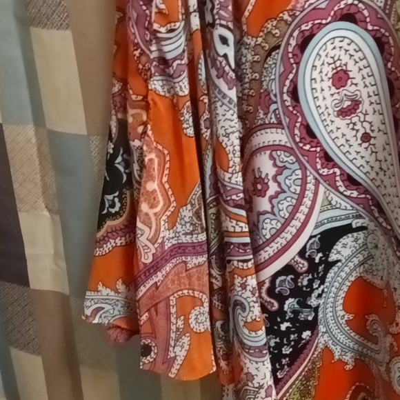 FINAL PRICE NWOT MSK multi-colored paisley designed dress w sheer bell sleeves M - Picture 7 of 8